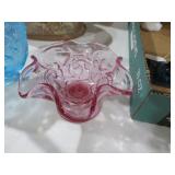 FENTON ROSE PINK RUFFLED DISH
