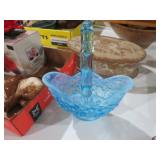 FENTON LILY OF THE VALLEY BLUE OPAL BASKET