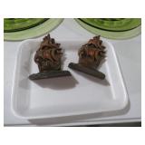 ANTIQUE CAST IRON SHIP BOOKENDS NO. 584 ORIG PAINT