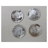 (4) STANDING LIBERTY QUARTERS (NO DATES) 90%