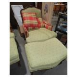 CLOTH FABRIC ARM CHAIR W/ OTTOMAN