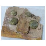 VINTAGE MILITARY BUTTONS WITH ORIGINAL CARD