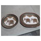 ELEPHANT PLATTER AND PLATE