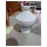 VINTAGE BELGIUM BLUE DECOR POWDER JAR
