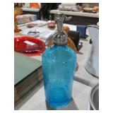 VINTAGE ETCHED GLASS HEALTH SELZER BOTTLE