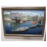 SIGNED OIL PHOTO ON CANVAS HARBOR SCENE