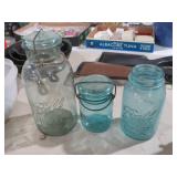 (3) VINTAGE BLUE JARS