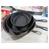 (3) CAST IRON SKILLETS