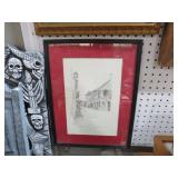 FRAMED DRAWING OF OLD SPANISH INN
