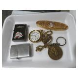 COLLECTION OF LIGHTERS, POCKET WATCH, AND MISC