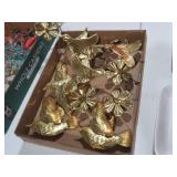 VINTAGE BRASS HUMMINGBIRD AND FLOWER WALL DECOR