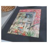 ORIGINAL PAINTING FACE IN WINDOW ARTIST SIGNED