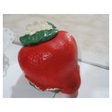 VINTAGE AMERICAN BISQUE RED STRAWBERRY COOKIE JAR