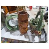 COLLECTION OF VINTAGE POTTERY TEAPOT, VASE, & MISC