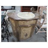 FAUX PAINTED WOOD VANITY CHEST W/ BRASS FAUCET