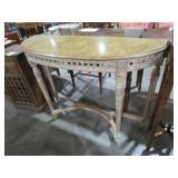 WOOD CARVED HALF MOON ENTRY TABLE