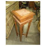CARVED WOOD W/ MARBLE INSERT PLANTSTAND