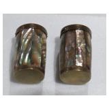 VINTAGE ABALONE SHELL SALT AND PEPPER SHAKERS