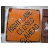METAL DOUBLE SIDED RIGHT LANE CLOSED SIGN