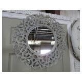 PAINTED WOOD CARVED WALL MIRROR