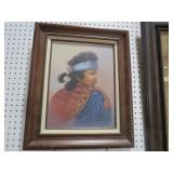 FRAMED SIGNED NATIVE AMERICAN ON CANVAS