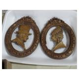 OVAL WOOD CARVED COUPLE