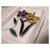 (2) STAINED GLASS FLOWER SUN CATCHERS
