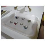 (7) SILVER TONE RINGS
