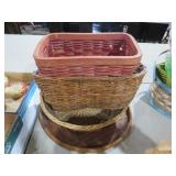 COLLECTION OF WICKER BASKETS AND TRAY