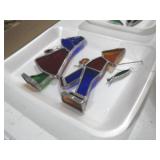 (2) VTG STAINED GLASS BOY WITH FISHING POLE AND MI