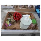 COLLECTION OF CERAMICS, FAUX PLANTS, AND MISC