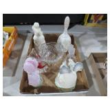 COLLECTION OF CERAMIC AND GLASS BELLS AND FIGURINE