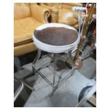 METAL BASE COWHIDE STOOL