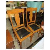 (2) NICE OAK T-BACK LEATHER SEAT CHAIRS