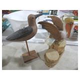 CARVED WOOD PELICAN ON PIER BEAM WITH SHOREBIND