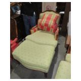 CLOTH FABRIC ARM CHAIR W/ OTTOMAN