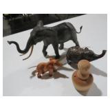 COLLECTION OF ELEPHANTS AND SMALL BUTTER MOLD