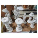 COLL OF CERAMIC ASIAN FIGURES AND CANDLESTICKS