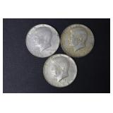 (3) 40% SILVER KENNEDY HALF DOLLARS
