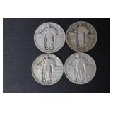 (4) STANDING LIBERTY SILVER QUARTERS 90%