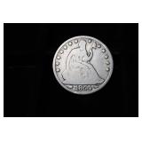 1854-O SEATED LIBERTY HALF DOLLAR 90%