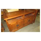 OAK MEDIA CENTER CONSOLE, 4 DOORS