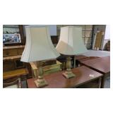 2 HEAVY BASE TABLE LAMPS W/SHADES