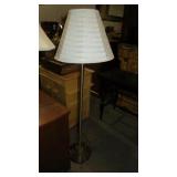 BRASS BASE FLOOR LAMP W/PLEATED SHADE
