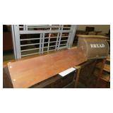 WOOD ROLL TOP BREAD BOX, WOOD WALL SHELF