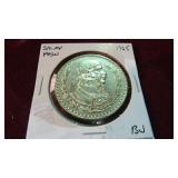 1965 SILVER MEXICAN PESO BU