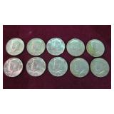 10 KENNEDY HALF DOLLARS VAR DATES 40%