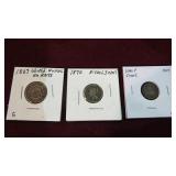 1867 SHLD NICKEL, 1870 3 CENT NICKEL, 1854 1/2 DIM