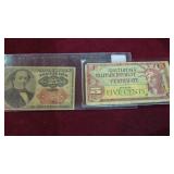 1874 US FRACT NOTE 25 CENT, SERIES 591 MILIT PAY 5