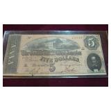 1864 $5 CONFEDERATE NOTE